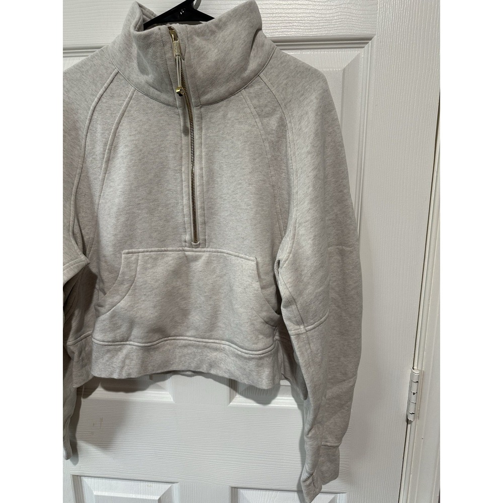 Lululemon Scuba oversized half-zip hoodie Grey And Gold Zipper Size M/L - Picture 2 of 7